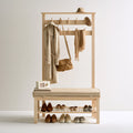 Drewniany organizer do przedpokoju, kolor: naturalne drewno