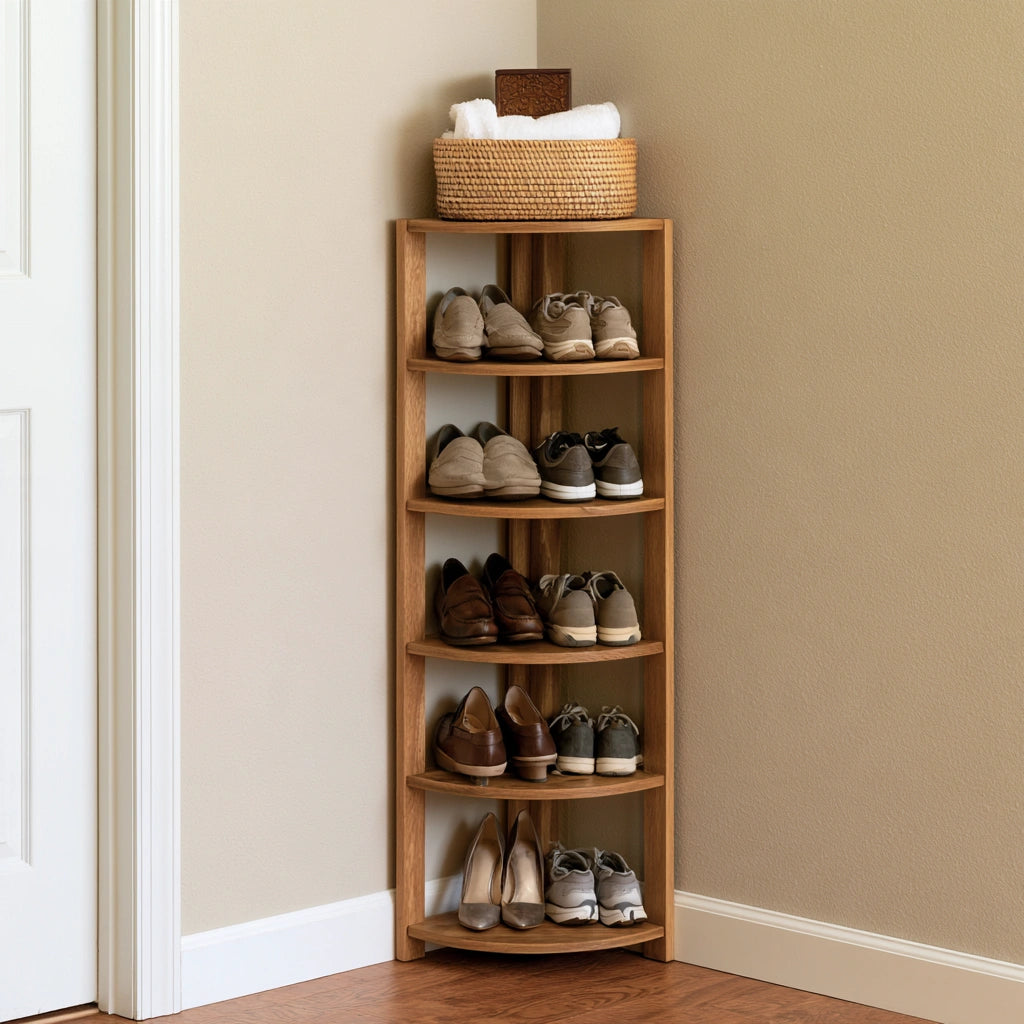 Organizer na buty, z drewna, kolor: naturalne drewno