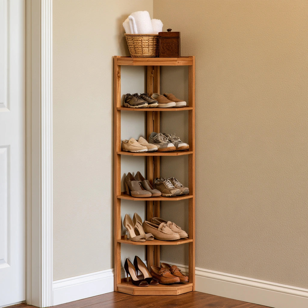 Organizer na buty, z drewna, kolor: naturalne drewno